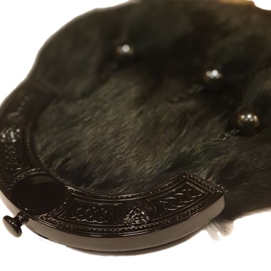 Black Rabbit Fur Dress Sporran with Dark Smoky Finish Cantle 