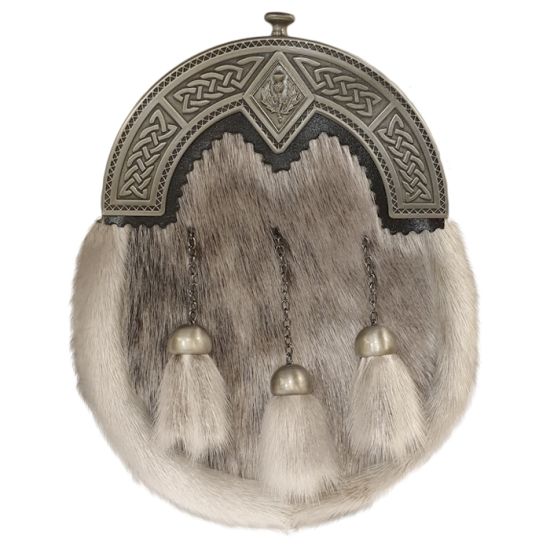 Sealskin Dress Sporran with Celtic and Thistle Cantle in Antique Finish
