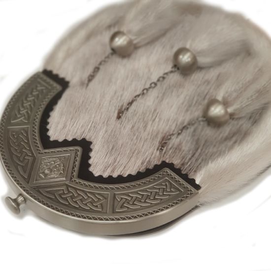 Sealskin Dress Sporran with Celtic and Thistle Cantle in Antique Finish