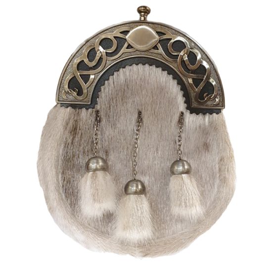 Sealskin Dress Sporran with Open Work Cantle in Antique Finish