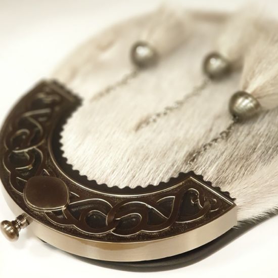 Sealskin Dress Sporran with Open Work Cantle in Antique Finish