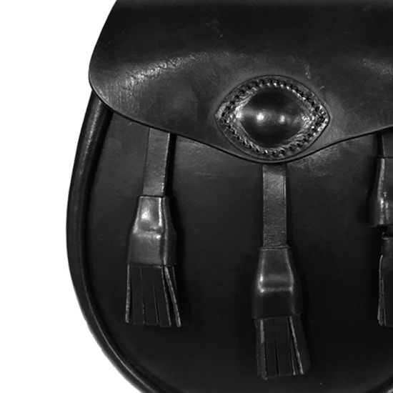 Bridle Leather Day Wear Sporran - with 3 tassels in Black
