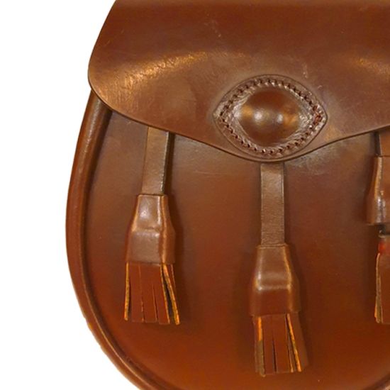 Bridle Leather Day Wear Sporran - 3 Leather Tassels in Conker