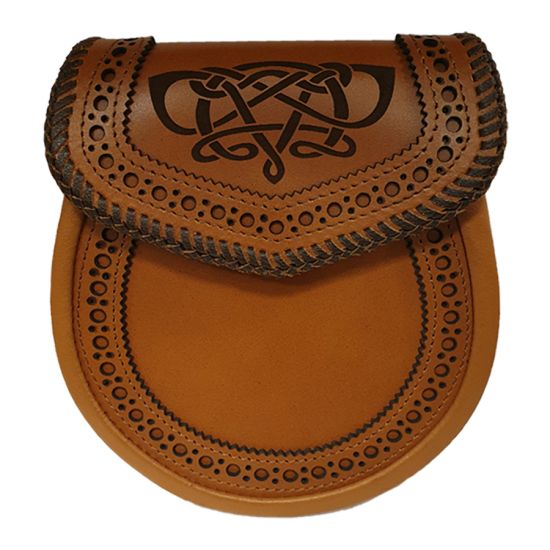 Brogued Leather Day Sporran in Tan