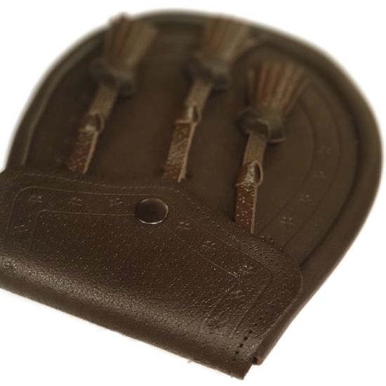 Leather Day Wear Sporran with tooled edge and 3 leather knotted tassels in Brown