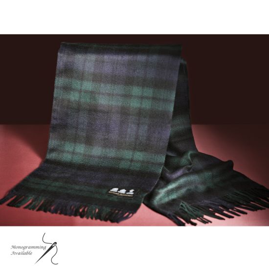 Cashmere Stole in Black Watch Tartan