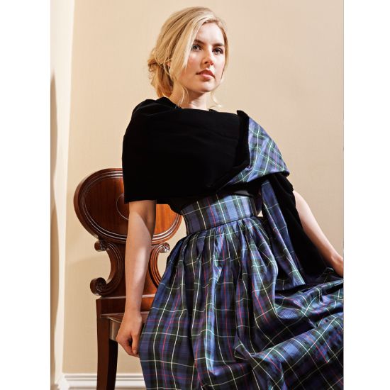 Stole in Tartan Dupion Silk and Velvet
