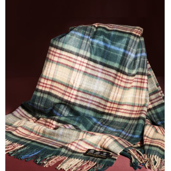 Cashmere throw blanket in Kinloch Anderson 150th Anniversary Sundial Tartan