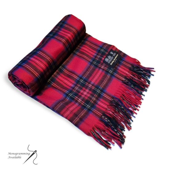 Ripple Cashmere throw blanket in Royal Stewart Tartan