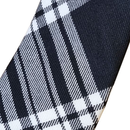 Menzies Black and White Tartan Tie in Pure New Wool