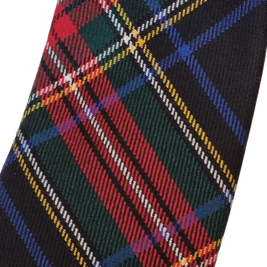 Stewart Black Tartan Tie in Pure New Wool