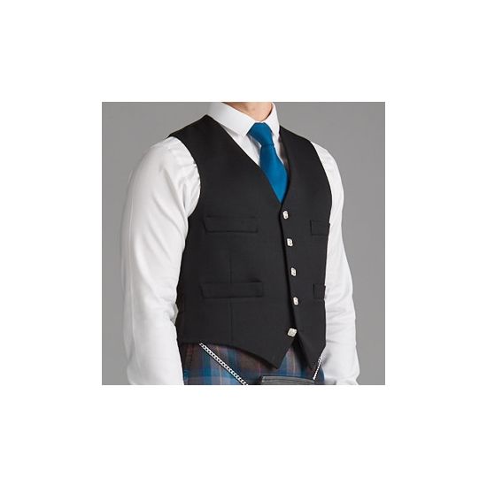 Day Argyll Waistcoat in Black Barathea with 5 Celtic Buttons
