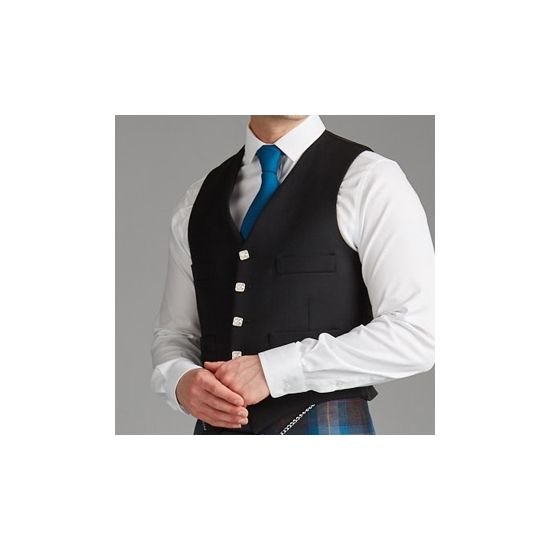 Day Argyll Waistcoat in Black Barathea  Made to Order