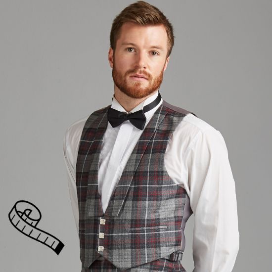 Evening Waistcoat in Tartan, 3 celtic buttons Special Order