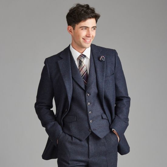 The Kinloch Anderson 1868 Collection Anderson Lapel Tweed Midnight Ocean Waistcoat