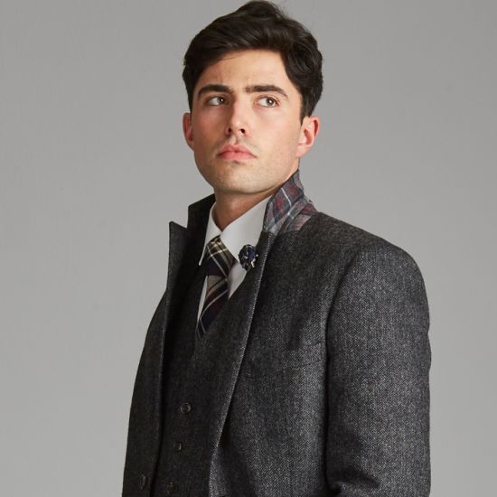 The Kinloch Anderson 1868 Cairngorm Highland Waistcoat in Charcoal Grey Tweed