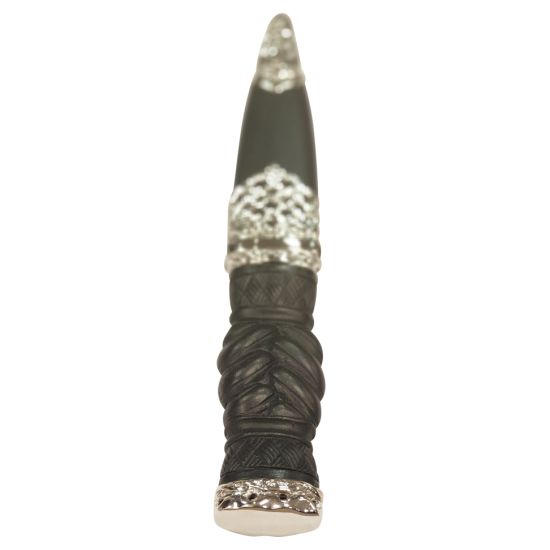 Plaited Handle and Latticed Sterling Silver Sgian Dubh with Flat Top - Reduced to Clear