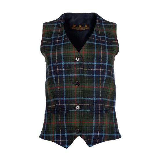 Ladies Waistcoat in Green and Blue Tartan