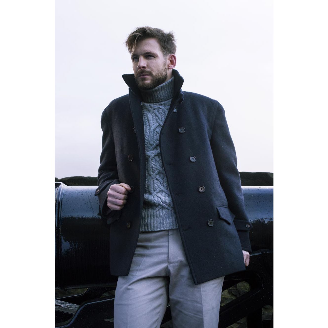 The Leith Pea Coat - Navy Blue - Kinloch Anderson
