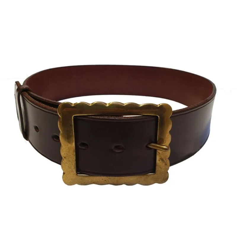 Day Belt in Bridle Leather with Brass Buckle in Chestnut - Kinloch