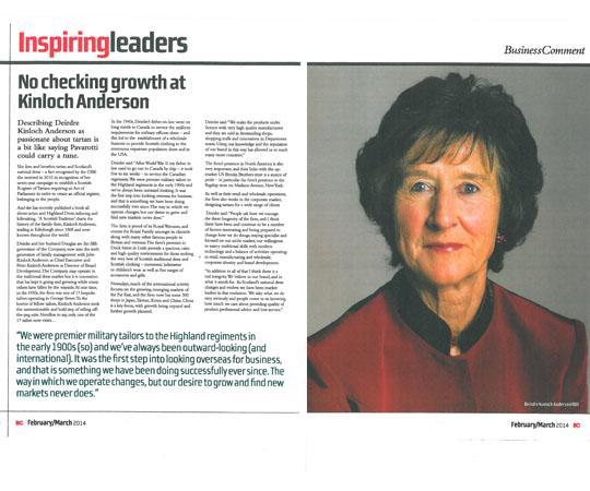 Press article from Business Comment - Edinburgh Chamber of Commerce - Feb 2014